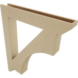 Ekena Millwork - BKTUR055X40X48WTL06RCPR - Timberthane Faux Wood Westlake Style Bracket, Slat Ends, 5 1/2"W x 40"D x 48"H, Primed Tan