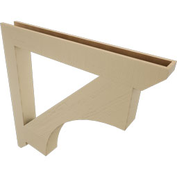 Ekena Millwork - BKTUR055X48X48WTL06RCPR - Timberthane Faux Wood Westlake Style Bracket, Slat Ends, 5 1/2"W x 48"D x 48"H, Primed Tan