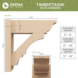 Ekena Millwork - OUTURFST - Timberthane Rough Cedar Faux Wood Timberthane Funston Faux Wood Outlooker, Primed Tan