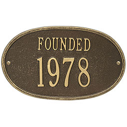 Whitehall Products LLC - WH1032 - 12 1/2"W x 7 1/2"H "Founded" Date Wall Plaque