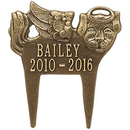 Whitehall Products LLC - WH1099 - 11 3/4"W x 12 1/2"H Angel-Dog Two Line Lawn Pet Memorial Marker