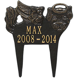 Whitehall Products LLC - WH1099 - 11 3/4"W x 12 1/2"H Angel-Dog Two Line Lawn Pet Memorial Marker