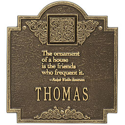 Whitehall Products LLC - WH1504 - 10 3/4"W x 11 3/4"H Emerson Monogram One Line Wall Plaque