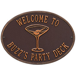 Whitehall Products LLC - WH1561 - 14 1/4"W x 10 1/4"H Martini Hawthorne Two Line Wall Plaque