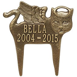 Whitehall Products LLC - WH1100 - 11 3/4"W x 12 1/2"H Angel-Cat Two Line Lawn Pet Memorial Marker