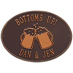 Whitehall Products LLC - WH1558 - 14 1/4"W x 10 1/4"H Beer Mugs Hawthorne Two Line Wall Plaque