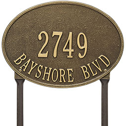 Whitehall Products LLC - WH2925 - 14 1/4"W x 10 1/4"H Hawthorne Oval Two Line Lawn Plaque