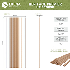 Ekena Millwork - SWHHR - Heritage Premier Half Round Stain Grade Solid Hardwood Adjustable Slat Wall Kit