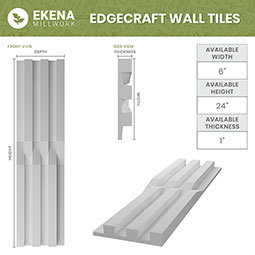 Ekena Millwork - WPPVC06X24EDA - 6"W x 24"H x 1"T  EdgeCraft Danube Style Seamless Wall Tile