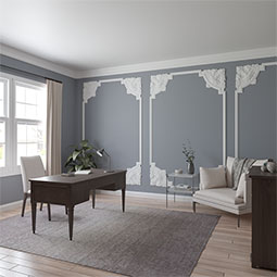 Ekena Millwork - PML23X23BL - Endurathane Blackthorne Panel Moulding Corner, 24 1/8W" x 23 1/8"H x 7/8"P (matches moulding MLD01X00BL), Factory Primed