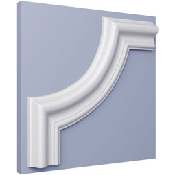 Ekena Millwork - PML12X12HA - Endurathane Hamilton Panel Moulding Corner, 12 3/4"W x 11 3/4"H x 1"P (matches moulding PML02X01HA), Factory Primed