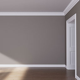 Ekena Millwork - MLD06X06X08LE - Endurathane Leia Crown Moulding, 5 1/2"H x 6"P x 8 1/8"F x 96"L, Factory Primed