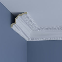 Ekena Millwork - MLD06X06X08LE - Endurathane Leia Crown Moulding, 5 1/2"H x 6"P x 8 1/8"F x 96"L, Factory Primed