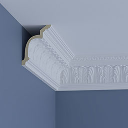 Ekena Millwork - MLD07X05X09MI - Endurathane Micah Crown Moulding, 7"H x 5 1/8"P x 8 5/8"F x 96"L, Factory Primed