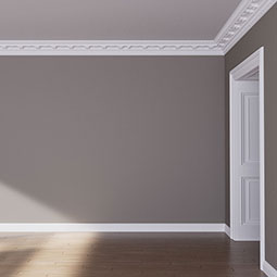 Ekena Millwork - MLD05X07X08LE - Endurathane Leighton Crown Moulding, 5"H x 6 3/4"P x 8 3/8"F x 96"L, Factory Primed