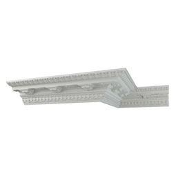 Ekena Millwork - MLD05X07X08LE - Endurathane Leighton Crown Moulding, 5"H x 6 3/4"P x 8 3/8"F x 96"L, Factory Primed