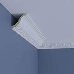 Ekena Millwork - MLD03X03X05AH - Endurathane Abraham Crown Moulding, 3 1/8"H x 3 1/8"P x 4 1/2"F x 96"L, Factory Primed