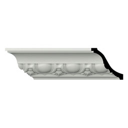Ekena Millwork - MLD04X04X06VA - Endurathane Vanessa Crown Moulding, 4"H x 4"P x 5 5/8"F x 96"L, Factory Primed