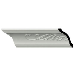 Ekena Millwork - MLD03X03X05IS - Endurathane Isaac Crown Moulding, 3 1/8"H x 3 1/8"P x 4 1/2"F x 96"L, Factory Primed