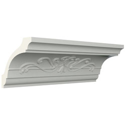 Ekena Millwork - MLD03X03X05WI - Endurathane Willow Crown Moulding, 3 1/8"H x 3 1/8"P x 5"F x 96"L, Factory Primed