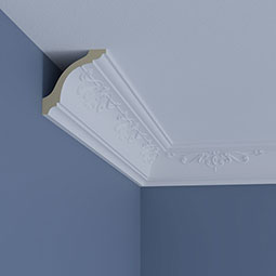 Ekena Millwork - MLD03X03X05WI - Endurathane Willow Crown Moulding, 3 1/8"H x 3 1/8"P x 5"F x 96"L, Factory Primed