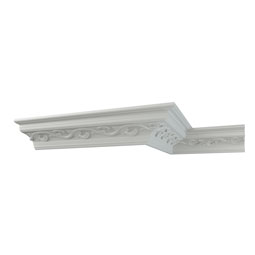 Ekena Millwork - MLD03X03X04DA - Endurathane Damian Crown Moulding, 2 3/4"H x 3 3/8"P x 4 3/8"F x 96"L, Factory Primed