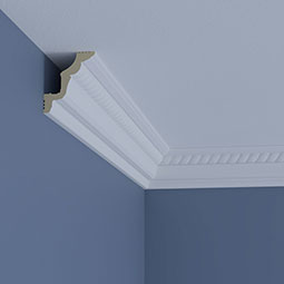 Ekena Millwork - MLD03X03X04FR - Endurathane Freya Crown Moulding, 3 3/8"H x 2 3/4"P x 4 1/8"F x 96"L, Factory Primed