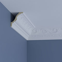 Ekena Millwork - MLD05X05X07SY - Endurathane Sylvia Crown Moulding, 5 1/4"H x 4 5/8"P x 7"F x 96"L, Factory Primed