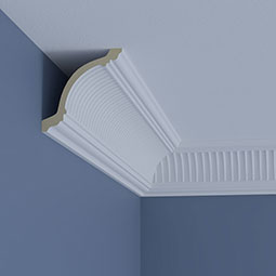 Ekena Millwork - MLD05X05X07EL - Endurathane Elizabeth Crown Moulding, 4 1/2"H x 4 3/4"P x 6 5/8"F x 96"L, Factory Primed