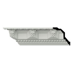Ekena Millwork - MLD03X03X05GR - Endurathane Grayson Crown Moulding, 3 1/8"H x 3 1/8"P x 4 1/2"F x 96"L, Factory Primed