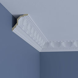 Ekena Millwork - MLD03X03X05GR - Endurathane Grayson Crown Moulding, 3 1/8"H x 3 1/8"P x 4 1/2"F x 96"L, Factory Primed