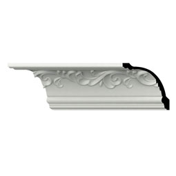 Ekena Millwork - MLD07X07X10NO - Endurathane Noelle Crown Moulding, 7"H x 7"P x 10"F x 96"L, Factory Primed