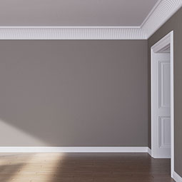 Ekena Millwork - MLD10X10X13ES - Endurathane Esenia Crown Moulding, 9 1/2"H x 9 1/2"P x 13 3/8"F x 48"L, Factory Primed