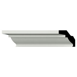 Ekena Millwork - MLD02X02X03EM - Endurathane Emery Crown Moulding, 2 1/8"H x 2"P x 3"F x 94 1/2"L, Factory Primed