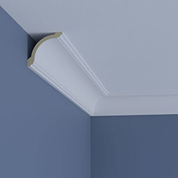 Ekena Millwork - MLD03X03X04WE - Endurathane Wesley Crown Moulding, 2 7/8"H x 3"P x 4 1/8"F x 96"L, Factory Primed