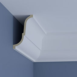 Ekena Millwork - MLD08X06X10IR - Endurathane Iris Crown Moulding, 7 1/2"H x 6 1/4"P x 9 3/4"F x 96"L, Factory Primed