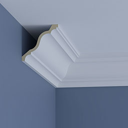 Ekena Millwork - MLD06X06X09EM - Endurathane Emma Crown Moulding, 6 1/4"H x 6 3/8"P x 9"F x 96"L, Factory Primed