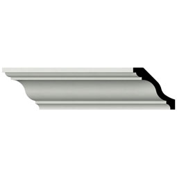 Ekena Millwork - MLD02X02X03LU - Endurathane Luna Crown Moulding, 2 3/8"H x 2 3/8"P x 3 3/8"F x 94 1/2"L, Factory Primed