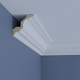 Ekena Millwork - MLD04X04X06GI - Endurathane Gigi Crown Moulding, 4"H x 4"P x 5 3/4"F x 94 1/2"L, Factory Primed