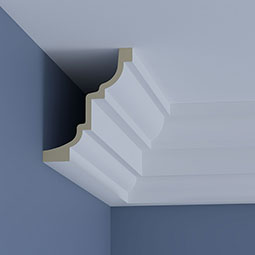 Ekena Millwork - MLD10X08X13HE - Endurathane Henry Crown Moulding, 9 7/8"H x 7 7/8"P x 12 5/8"F x 96"L, Factory Primed