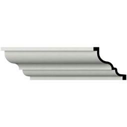Ekena Millwork - MLD06X06X08TE - Endurathane Tessa Crown Moulding, 6"H x 6"P x 8 3/8"F x 96"L, Factory Primed