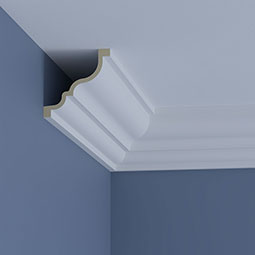 Ekena Millwork - MLD06X06X08TE - Endurathane Tessa Crown Moulding, 6"H x 6"P x 8 3/8"F x 96"L, Factory Primed