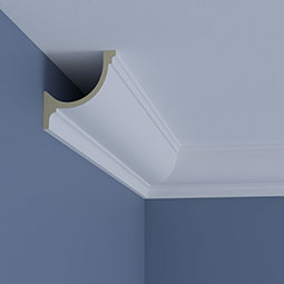Ekena Millwork - MLD04X04X06EN - Endurathane Enoch Crown Moulding, 4 1/8"H x 4"P x 5 5/8"F x 96"L, Factory Primed