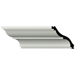 Ekena Millwork - MLD02X02X03IS - Endurathane Isabel Crown Moulding, 2 3/8"H x 2 3/8"P x 3 3/8"F x 96"L, Factory Primed