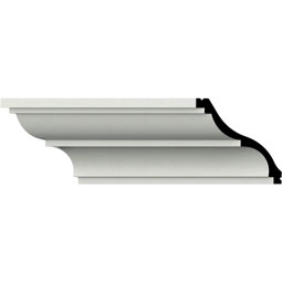Ekena Millwork - MLD03X03X05IR - Endurathane Irene Crown Moulding, 3 1/8"H x 3 1/8"P x 4 1/2"F x 96"L, Factory Primed