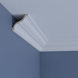 Ekena Millwork - MLD03X03X05IR - Endurathane Irene Crown Moulding, 3 1/8"H x 3 1/8"P x 4 1/2"F x 96"L, Factory Primed