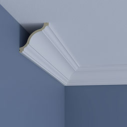 Ekena Millwork - MLD04X04X05AU - Endurathane Austin Crown Moulding, 3 1/2"H x 3 1/2"P x 5"F x 96"L, Factory Primed