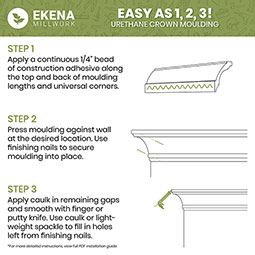Ekena Millwork - MLD02X02X03MA - Endurathane Margot Crown Moulding, 2 3/8"H x 2 3/8"P x 3 3/8"F x 96"L, Factory Primed