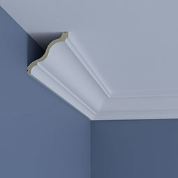 Ekena Millwork - MLD04X04X05AZ - Endurathane Azriel Crown Moulding, 3 1/2"H x 3 1/2"P x 5"F x 96"L, Factory Primed