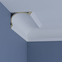 Ekena Millwork - MLD06X08X10DA - Endurathane Danielle Crown Moulding, 6"H x 7 7/8"P x 9 7/8"F x 96"L, Factory Primed